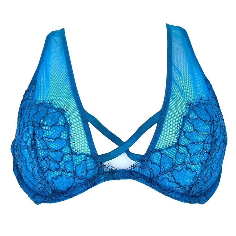 Victoria’s Secret Womens Bra Size 34B Very Sexy Unlined Plunge Teal Blue